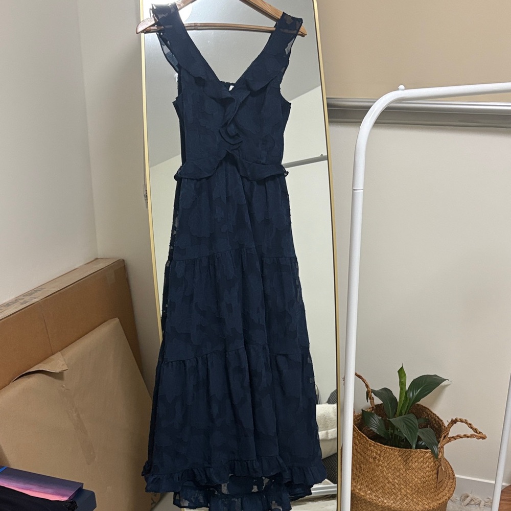HEART LOOM Open Back Maxi Navy Blue Sleeveless Dress size small